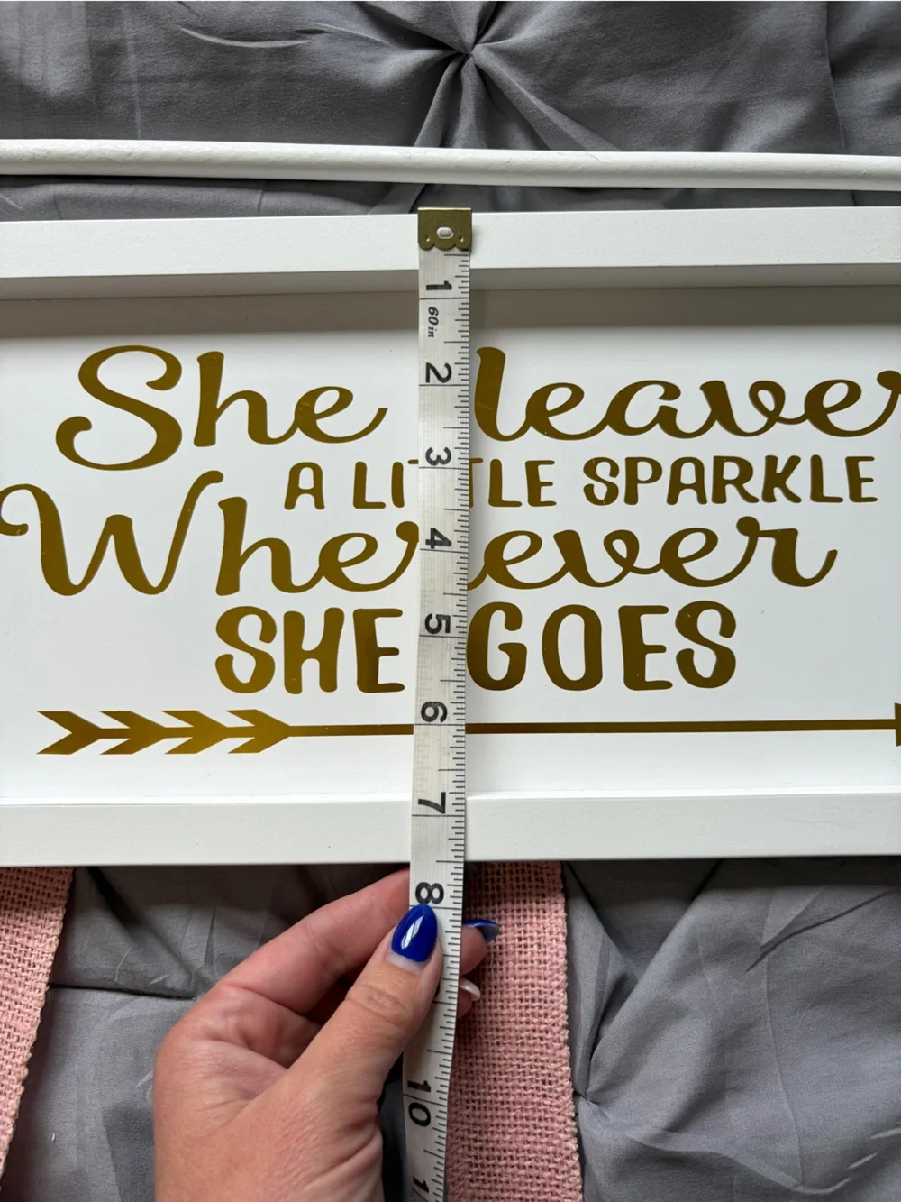 Decorative Wall Sign with Pink Ribbon Hangers - She Leaves a Little Sparkle